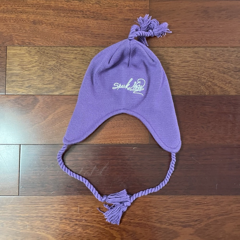 Taylor Swift TS Purple Speak Now Knit Hat Beanie 2010 Tour Merch Ear Flaps B21 - Picture 1 of 7